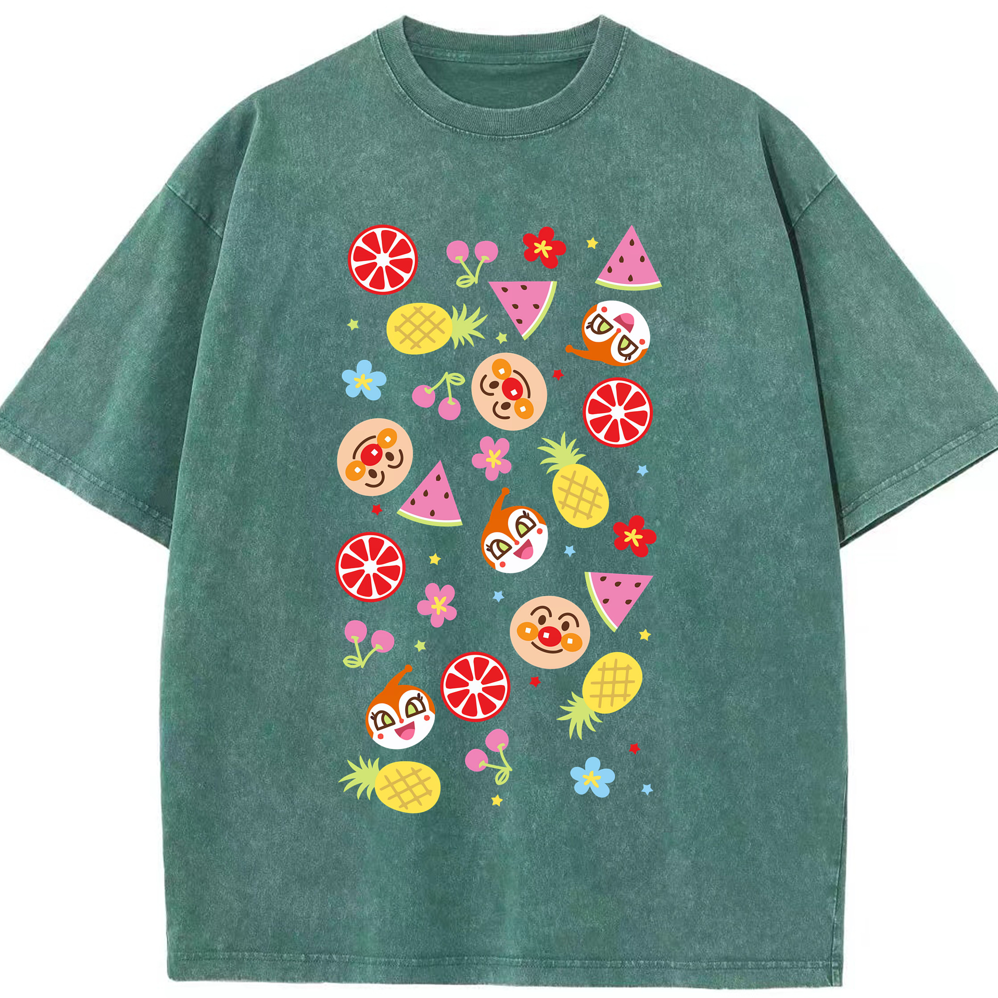 （画像用） アンパンマン Anpanman 綿100% ヴィンテージ風 半袖Tシャツ（フロントプリント）